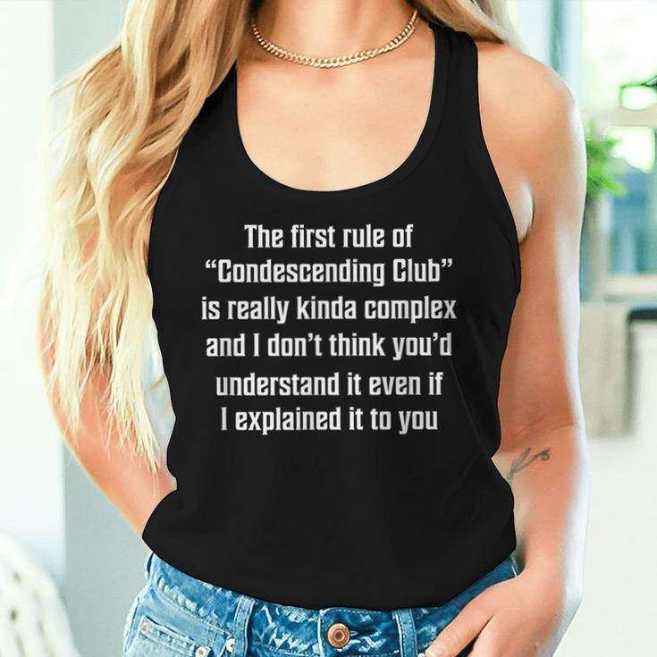 The Rules Of Condescending Club Sarcastic Meme Women Tank Top Gifts for Her