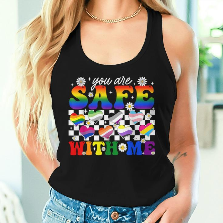 You Are Safe With Me Rainbow Gay Transgender Lgbt Pride Women Tank Top Gifts for Her