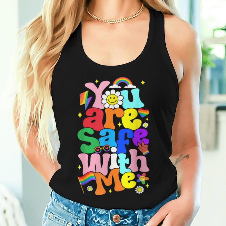 You Are Safe With Me Rainbow Pride Lgbtq Gay Transgender Women Tank Top Gifts for Her