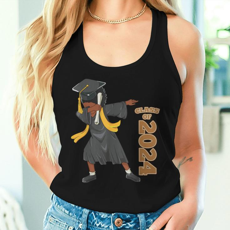 Senior 2024 Graduation African Black Girl Dabbing Afro Women Women Tank Top Gifts for Her