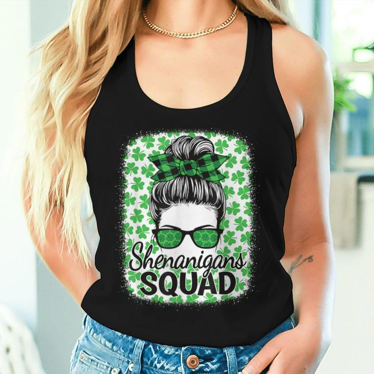 Shenanigans Squad St Patrick's Day Girls Messy Bun Women Tank Top Gifts for Her