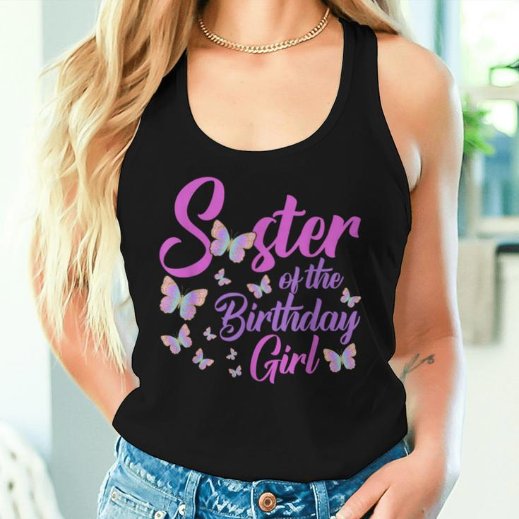 Sister Of The Birthday Girl Butterfly Sis Mom Mama 1St Women Tank Top Gifts for Her