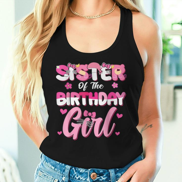 Sister Of The Birthday Girl Cat Kitty Family Matching Women Tank Top Gifts for Her