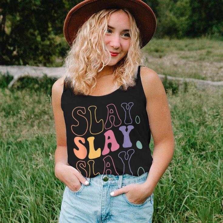 Slay Vintage Groovy Sassy Text Phrase Woman Women Tank Top Gifts for Her