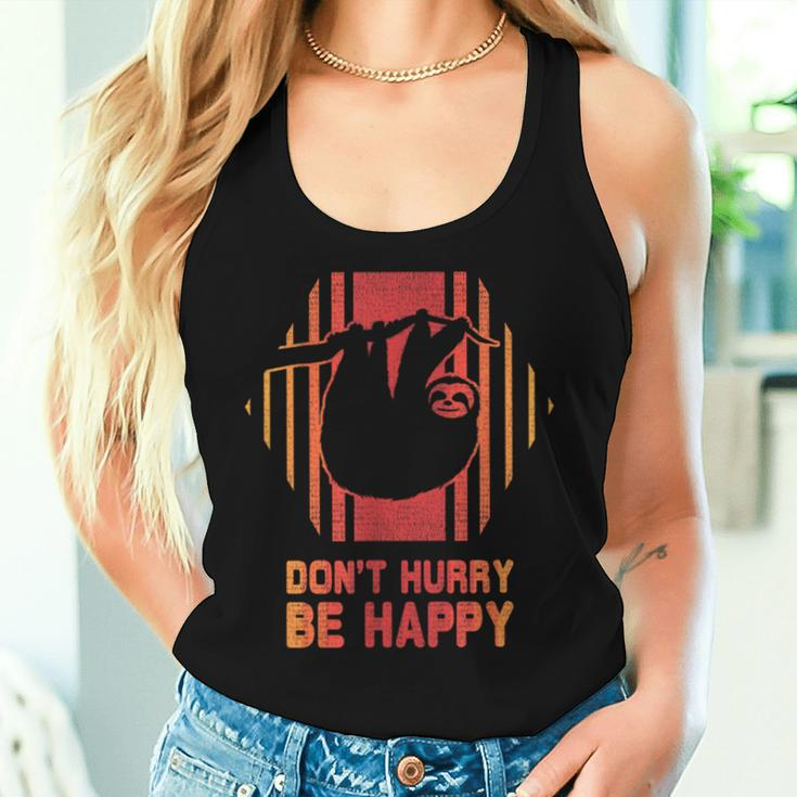 Sloth Don't Hurry Be Happy Retro Vintage 80S Style Women Tank Top Gifts for Her