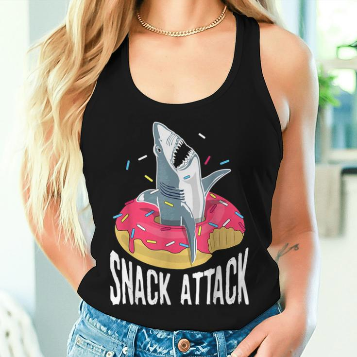Snack Attack Doughnut Float Shark Women Women Tank Top Gifts for Her