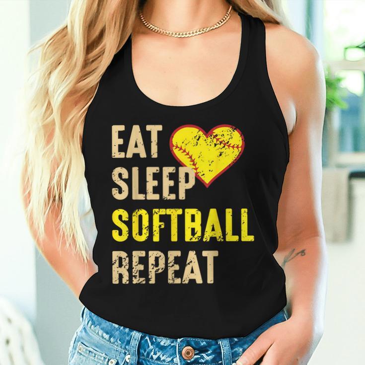 Softball Eat Sleep Softball Repeat Girls Softball Women Tank Top Gifts for Her