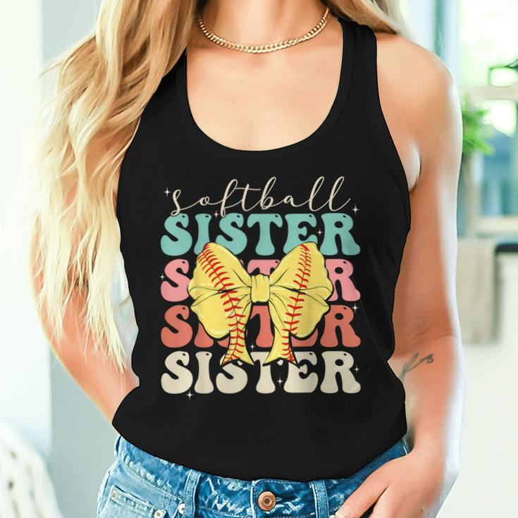Softball Sister Vintage Sport Lover Sister Mothers Da Women Tank Top Gifts for Her