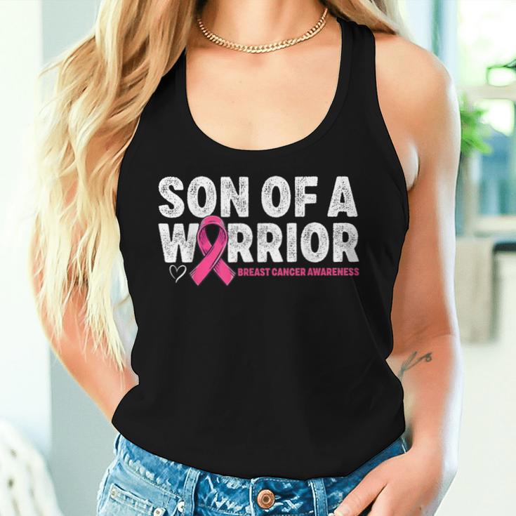 Son Of A Warrior Breast Cancer Awareness Pink Ribbon Mom Women Tank Top Gifts for Her