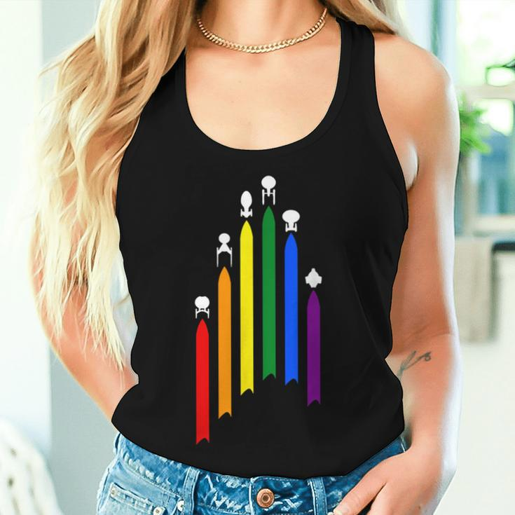 Spaceship Lgbt Flag Gay Pride Month Transgender Rainbow Women Tank Top Gifts for Her