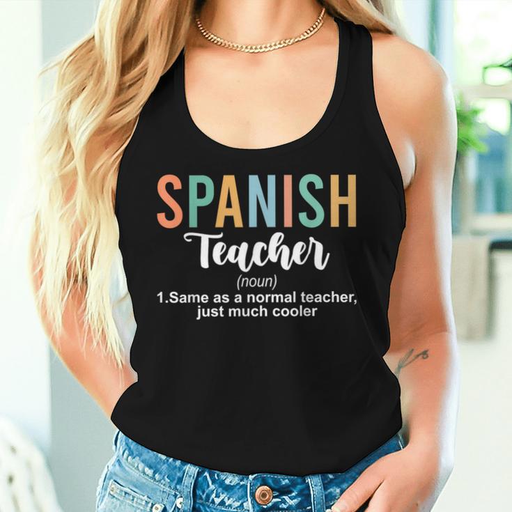 Spanish Teacher Definition Back To School First Day Women Tank Top Gifts for Her