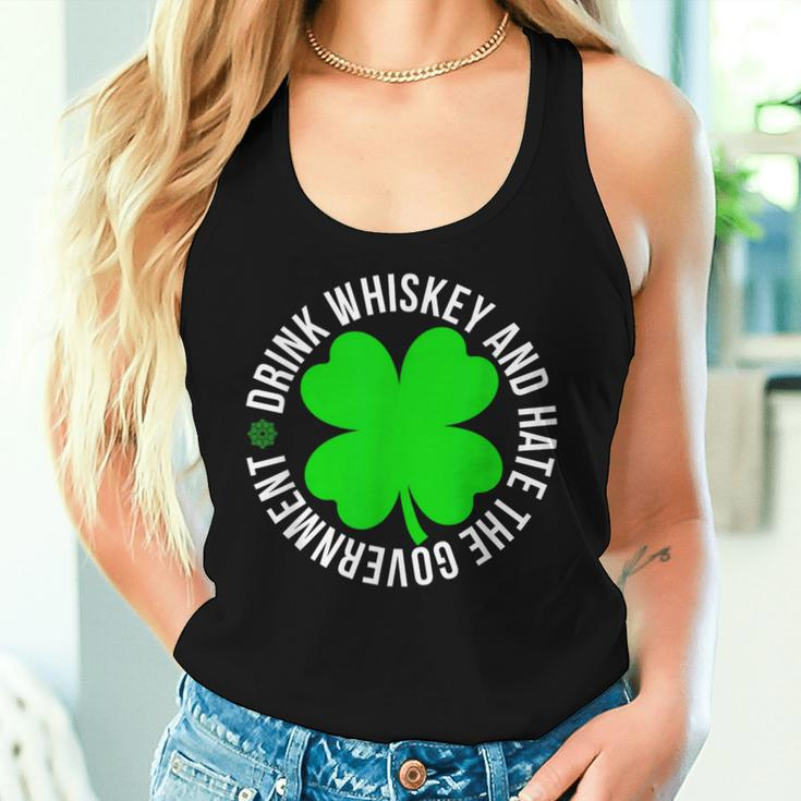 St Patrick's Day Drink Whiskey And Hate The Government Women Tank Top Gifts for Her