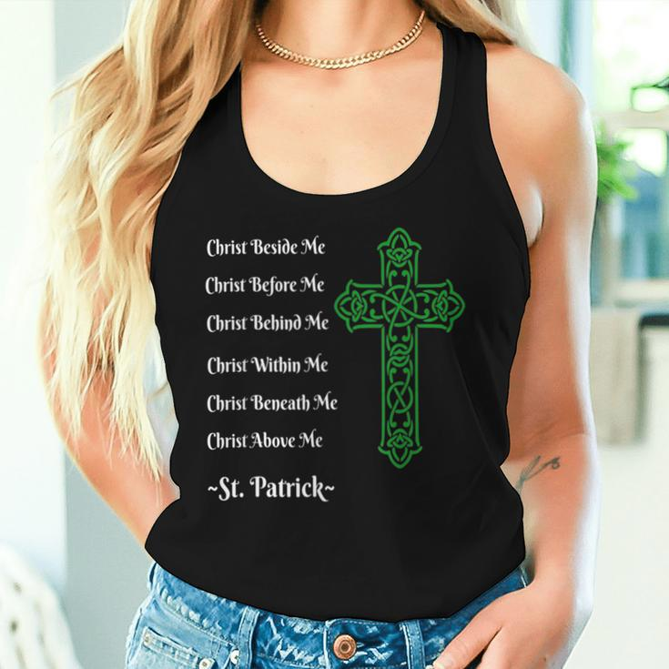 St Patrick's Prayer Irish Green Christian Cross Women Tank Top Gifts for Her