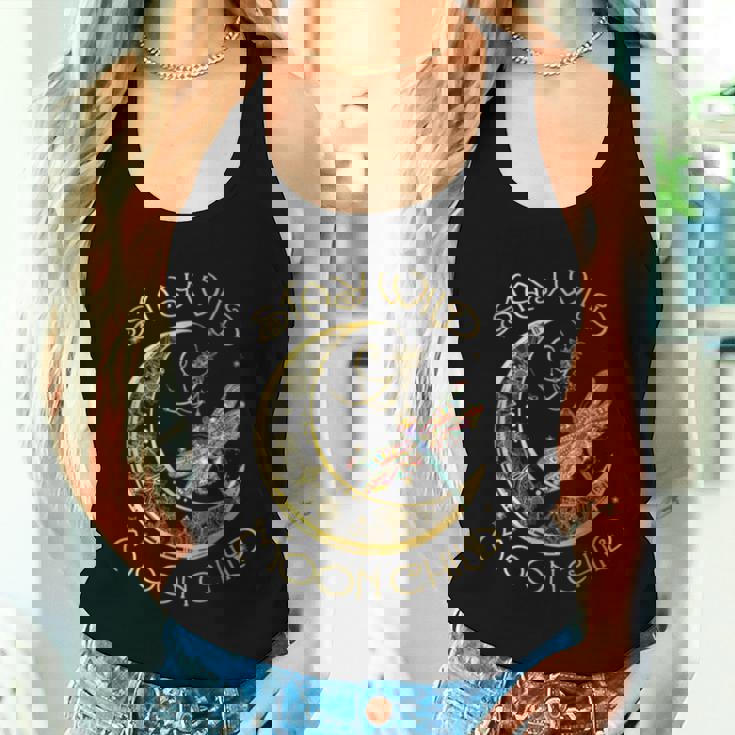 Stay Wild Moon Child Hippie Crescent Moon Dragonfly Women Tank Top Gifts for Her