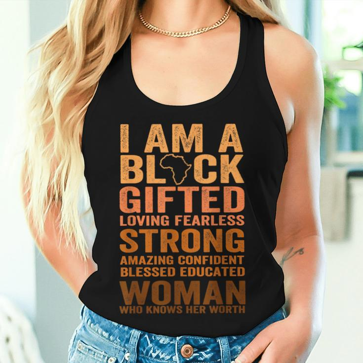 I Am Strong Black Woman Blessed Educated Black History Month Women Tank Top Gifts for Her