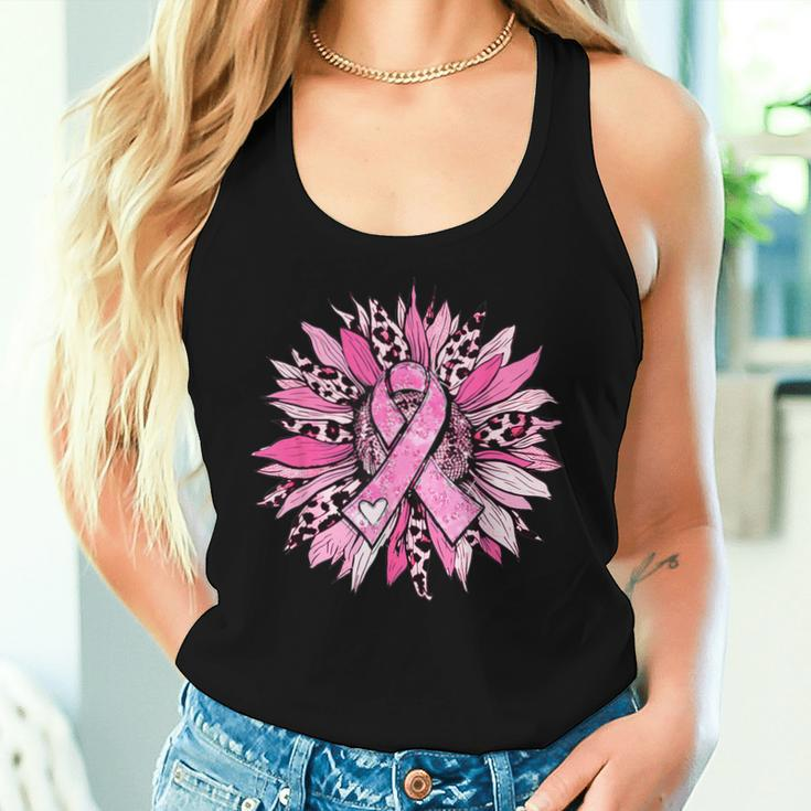 Sunflower Pink Breast Cancer Awareness Girls Warrior Women Tank Top Gifts for Her
