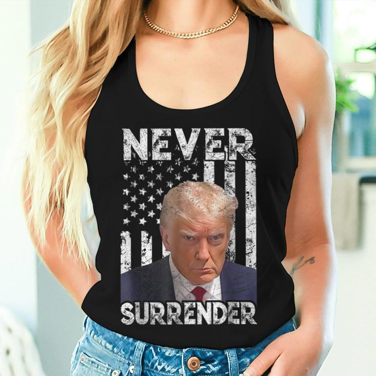 Never Surrender Trump Shot 2024 American Flag Men Women Tank Top Gifts for Her