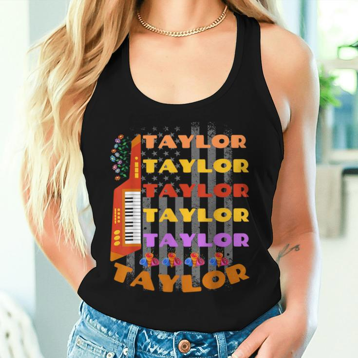Taylor First Name I Love Taylor Girl Groovy 70'S Vintage Women Tank Top Gifts for Her