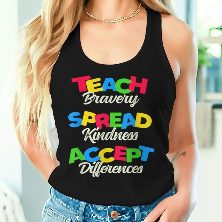 Teach Bravery Spread Kindness Accept Differences Women Tank Top Gifts for Her