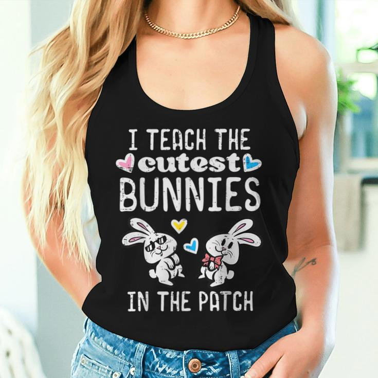 I Teach Cutest Bunnies Patch Easter Teacher Spring Women Women Tank Top Gifts for Her