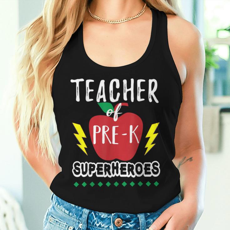 Teacher Of Pre K Superheroes Teacher TeamWomen Tank Top Gifts for Her