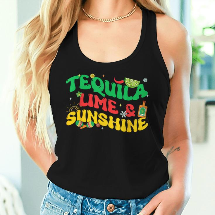 Tequila Lime Sunshine Retro Groovy Cinco De Mayo Drinking Women Tank Top Gifts for Her