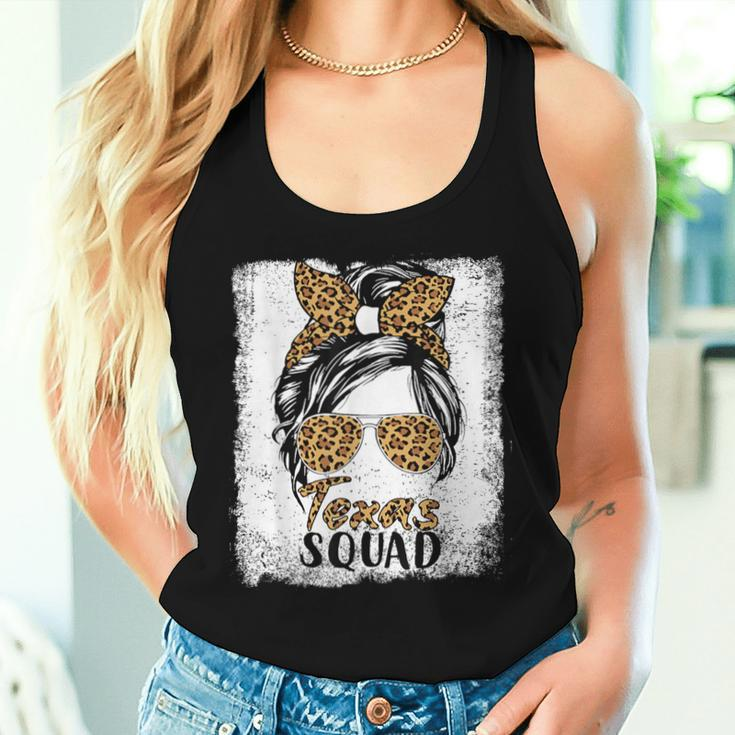 Texas Squad Summer Girls Trip 2024 Messy Bun Leopard Women Tank Top Gifts for Her