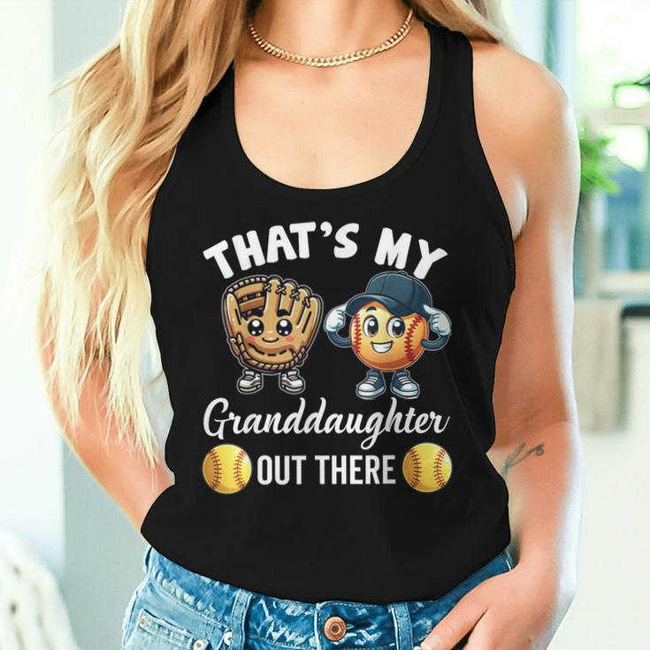 That's My Granddaughter Out There Softball Grandpa Grandma Women Tank Top Gifts for Her