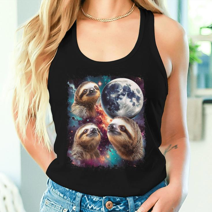 Three Sloth Moon 3 Sloth Moon Cursed Meme Women Tank Top Gifts for Her