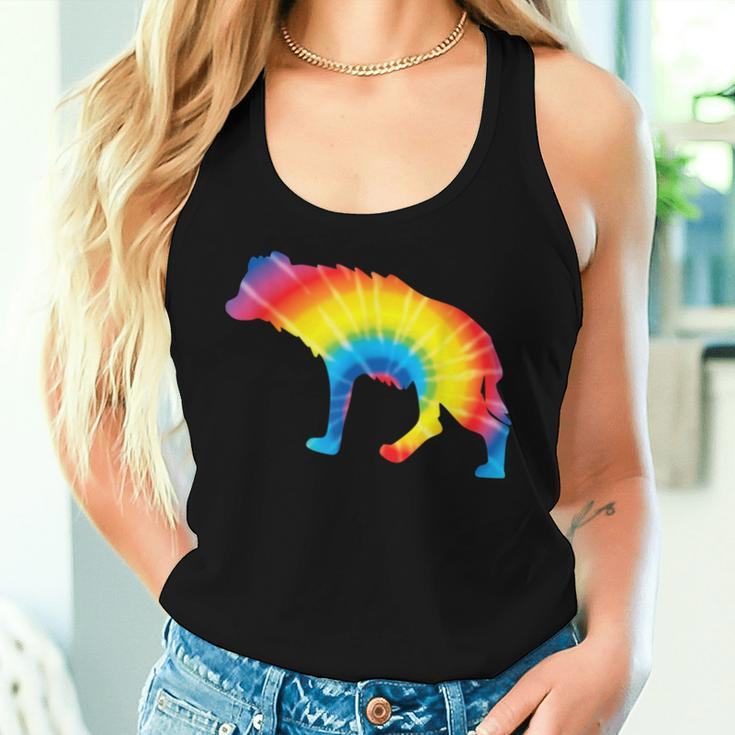 Tie Dye Hyena Rainbow Print Hyaena Animal Hippie Peace Women Tank Top Gifts for Her