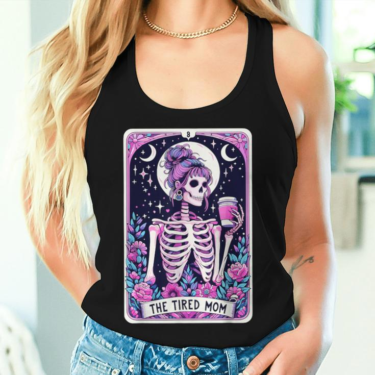 The Tired Mom Tarot Card Witchy Floral Skeleton Women Tank Top Gifts for Her