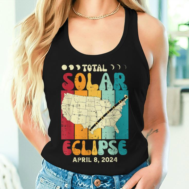 Total Solar Eclipse Usa Map Retro April 8 2024 Kid Women Tank Top Gifts for Her