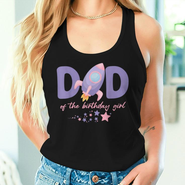 Two The Moon Dad Of The Birthday Girl Astronaut Family Party Women Tank Top Gifts for Her