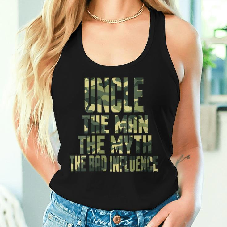 Uncle The Man The Myth The Bad Influence Fathers Day Camo Women Tank Top Gifts for Her