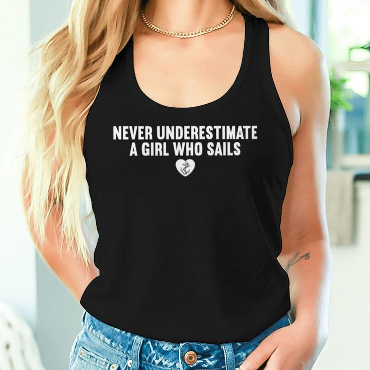 Never Underestimate A Girl Who Sails Quotes Girl Sails Women Tank Top Gifts for Her