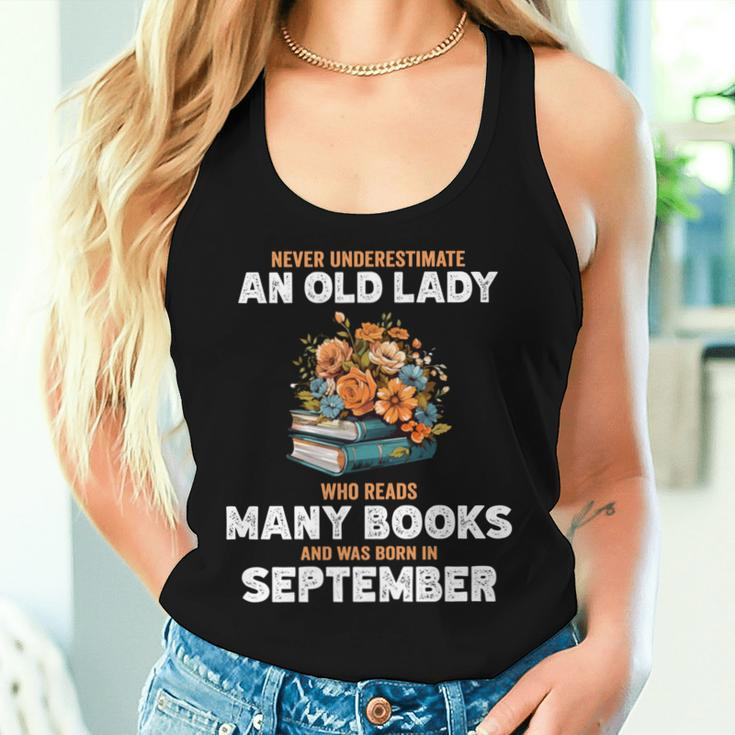 Never Underestimate Old Lady Who Reads Many Books September Women Tank Top Gifts for Her