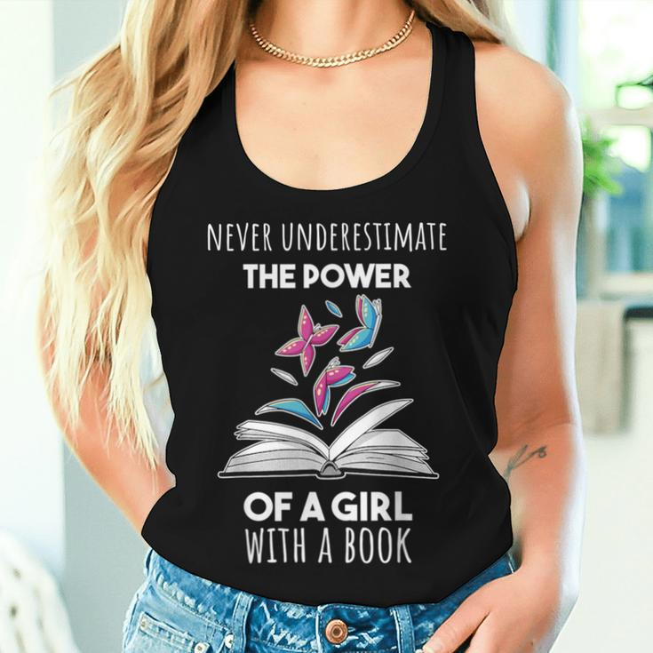 Never Underestimate The Power Of A Girl Witha Book Women Tank Top Gifts for Her