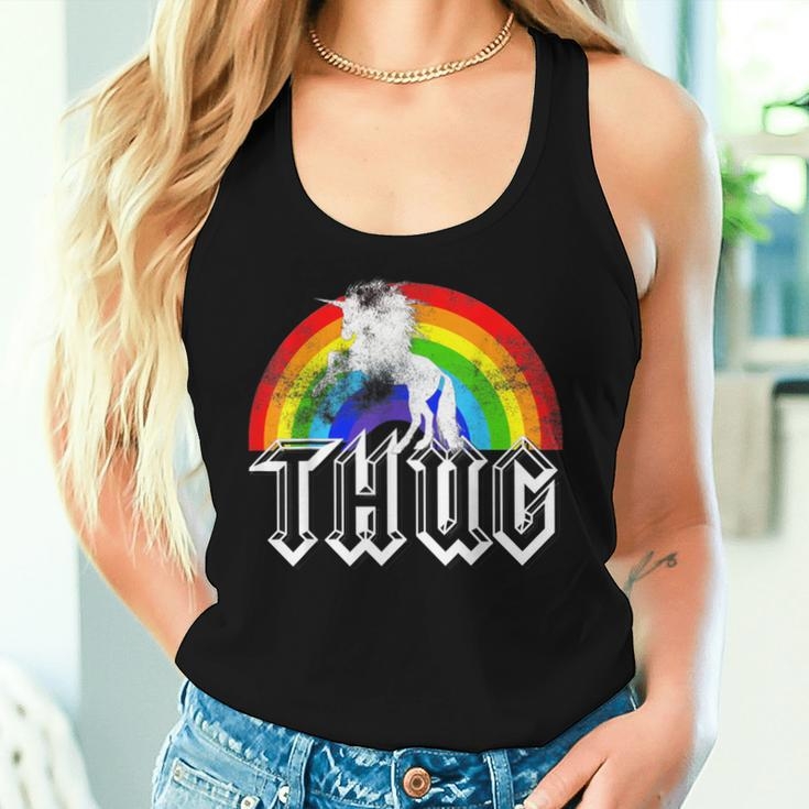 Unicorn Rainbow Thug Distressed Women Tank Top Gifts for Her