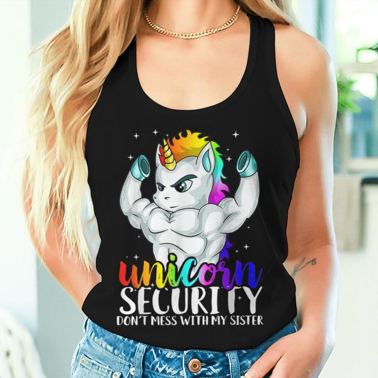 Unicorn Security Dont Mess With My Sister Brother Women Tank Top Gifts for Her