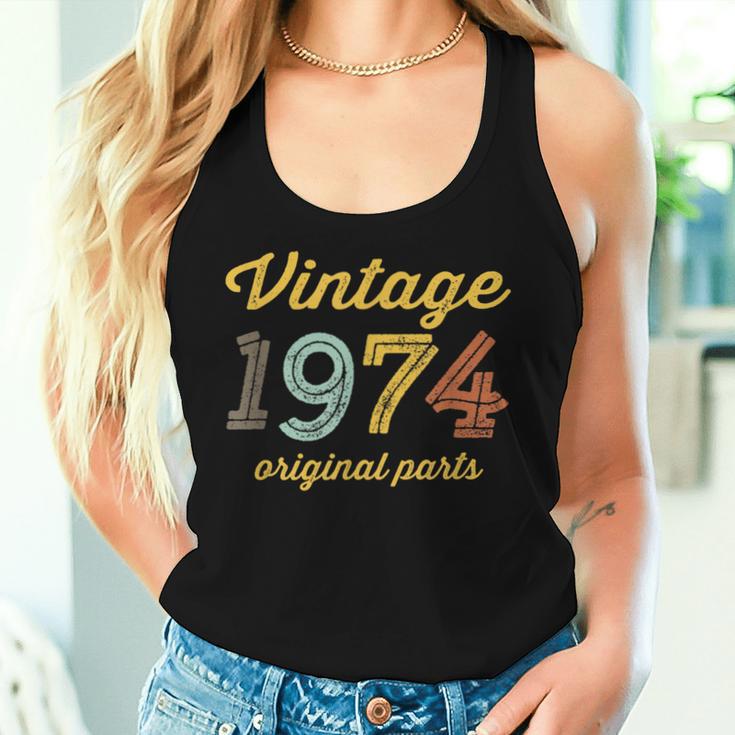 Vintage 1974 Original Parts Birthday Italic Dark Women Tank Top Gifts for Her