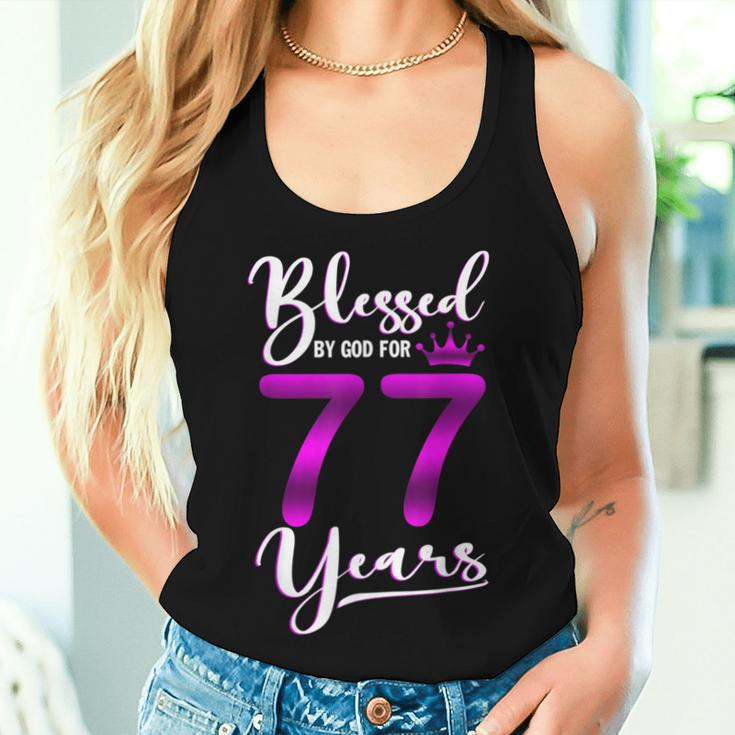 Vintage Blessed By God For 77 Years Old Happy 77Th Birthday Women Tank Top Gifts for Her