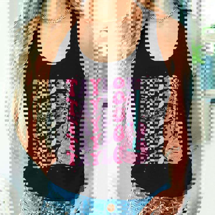 Vintage First Name Taylor Groovy First Name Personalized Women Tank Top Gifts for Her