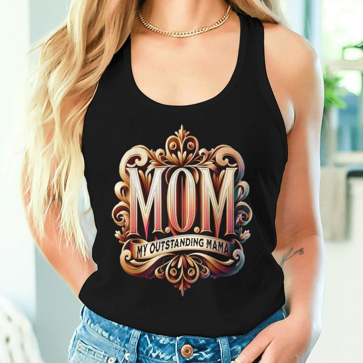 Vintage Ornate Mom My Outstanding Mama Elegant Typography Women Tank Top Gifts for Her