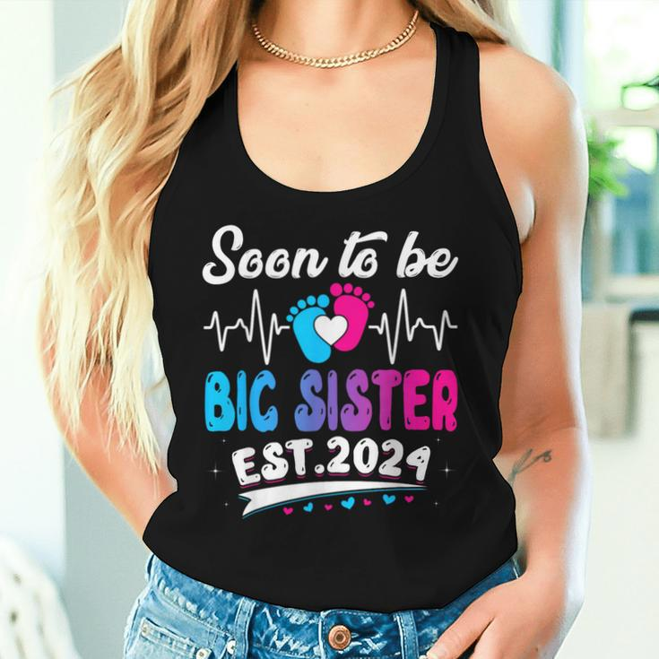 Vintage Promoted To Big Sister 2024 Father's Day Women Tank Top Gifts for Her