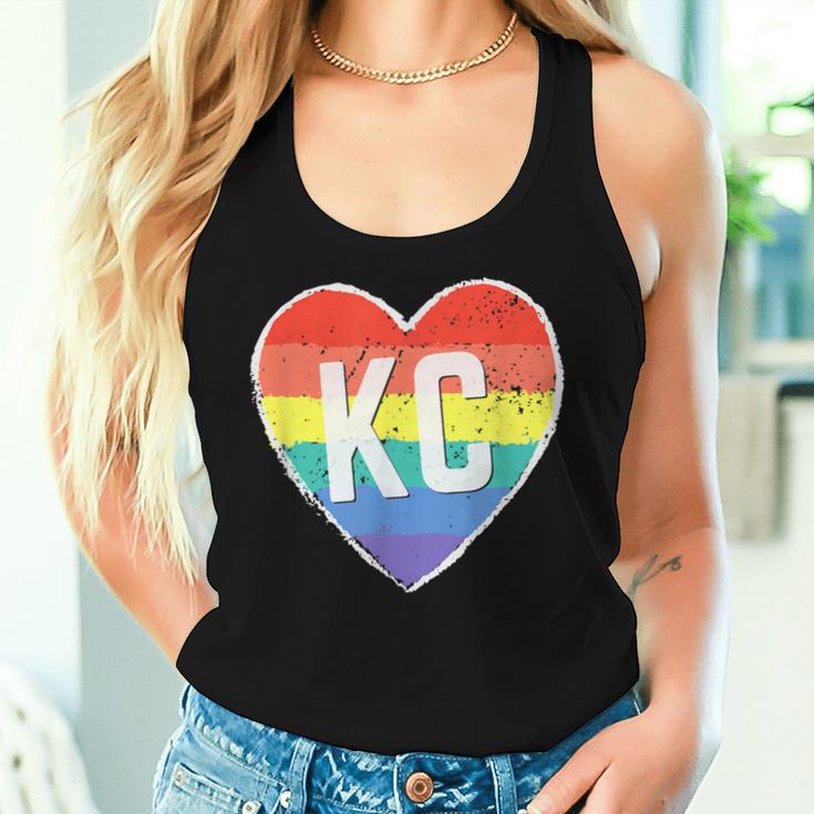 Vintage Rainbow Heart Kc Women Tank Top Gifts for Her