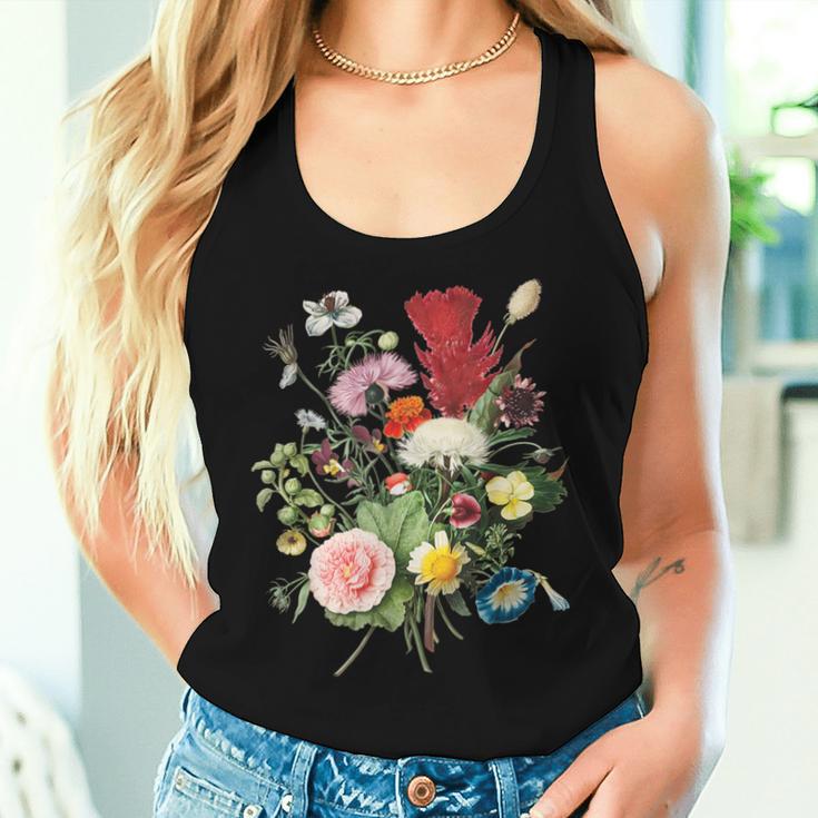 Vintage Wild Botanical Flower Cottagecore Gardening Bouquet Women Tank Top Gifts for Her