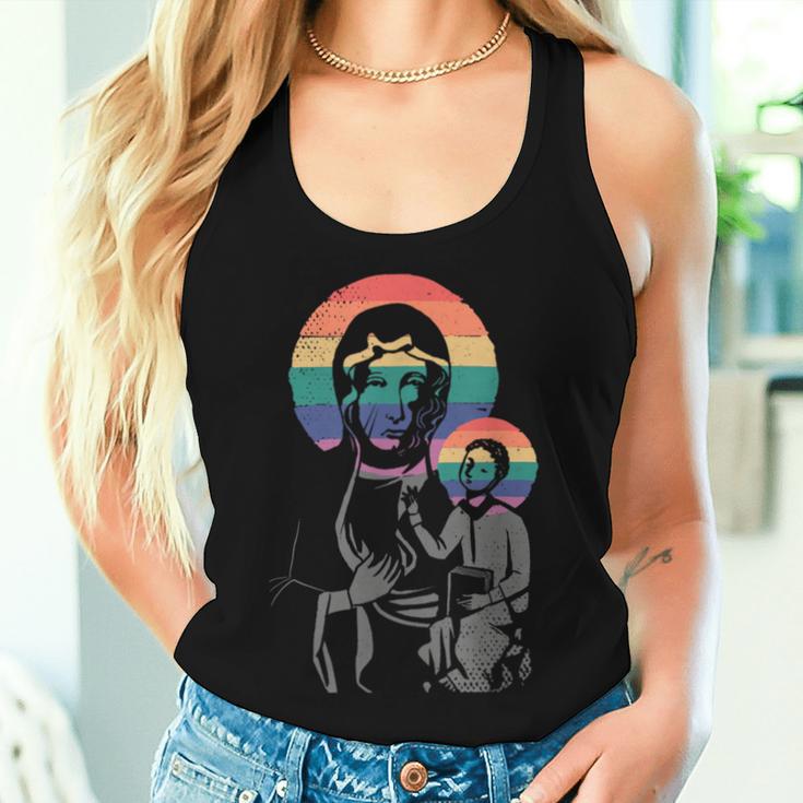 Virgin Mary With Rainbow Lgbtq Style Women Tank Top Gifts for Her