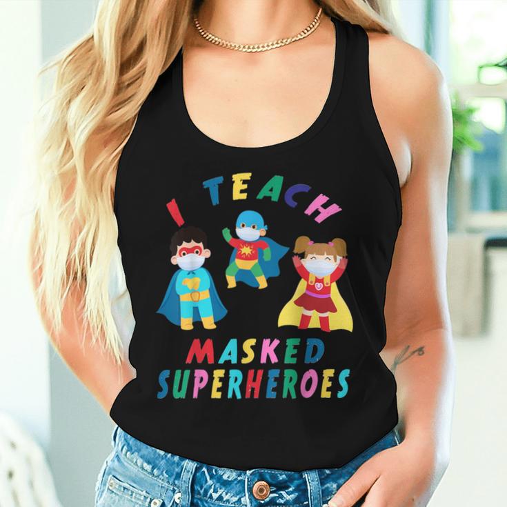 Virtual Teaching I Teach Masked Superheroes Pre-K Teacher Women Tank Top Gifts for Her