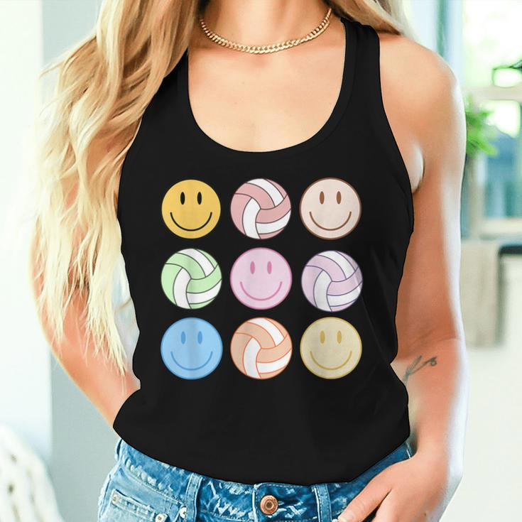 Volleyball Vibes Smile Face Hippie Volleyball Girls Women Tank Top Gifts for Her