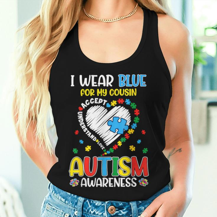 I Wear Blue For My Cousin Autism Awareness Mom Women Tank Top Gifts for Her